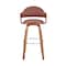 Armen Living Daxton 26" Brown Faux Leather and Walnut Wood Bar Stool LCDXBAWABR26 - alternate 2